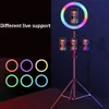 Belysning 8 "10" RGB-ringlampa med telefonstativ Stativ Kit Kamerafotografering Videoinspelning Selfie LED-hållare