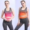 Kvinnor Yoga Set Fitnclothing Top Sports Crop Top Byxor Ombre Färgmönster Sportkläder Gym Storlek S-XL X0629
