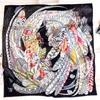 Koi прыгает ретро перо мода мода стежка твил 90 большой квадратный декоративный шелковый шарф подарок шали