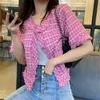 Mulheres Mulheres Vintage Tweed Curto Casaco Senhoras Manga Manta Crop Top Casual Jaquetas Slim Feminino Outwear 210603