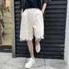 IEFB Summer Destroy Design Patchwork Men's White Jeans Shorts Drawstring Waist Black Loose Causal Knee Length Pants 9Y7061 210524