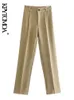 KPYTOMOA Frauen Chic Mode Vorne Darts Büro Tragen Solide Gerade Hosen Vintage Hohe Taille Zipper Fliegen Weibliche Hose Mujer 220214