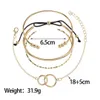 4 pièces/ensemble mode femmes cercle géométrique Bracelets chaîne manchette ouvert bracelet chaîne G1026