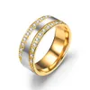 Lianyi hot ornaments inlaid gold lovers wide ring European and American fashion men and women