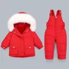 Winter kinderen kleding sets sneeuw slijtage donsjack baby boy peuter meisje Snowsuit kinderkleding parka dikke jas -30 211203