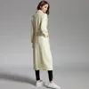 Kvinnors dikerockar 2022 Spring Model Slim and Long Type Woolen Coat midja kramar snörning Fashion Elegant Wholesale