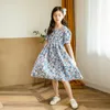 Mädchen Kleider 2021 Sommer Neue Baby Mädchen Gedruckt Kleid Kinder Französisch Floral Prinzessin Kleid Retro Große Mädchen Puff Sleeve Koreanische kleid Q0716