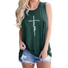 Summer Faith Print Sleeveless T Shirts Womens Fashion Streetwear O Neck Casual Tee Shirt Female Plus Size Ladies Tops 210608