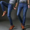 Men Business Classic Jeans Homme Pantalones Hombre Soft Elastic Blue Denim Overalls Mens Pants X0621