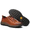 Botas de couro genuíno homem outono tornozelo de borracha sola ao ar livre sapatos de trabalho artesanal zapatos de hombre