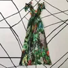 Casual Dresses Plus Size Floor-Length Dress Boho Beach Summer Women'S Flower Green Plant Print Party Holiday Chiffon Sling