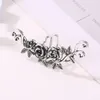 Clip per polsino per orecchio con fiore rosa intagliato in argento antico oro argento per donna senza piercing elica gioielli per orecchie temperamento per signora clip per orecchie