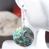 WOJIAER Zealand Abalone Shell Unique Drop Earrings Flat Round Dangle Beads Jewelry Women Accessories Gifts PV9007