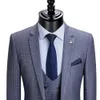 2020 Darouomo Mannen Pak Nieuwe Stijl Blazer Vest 3 Stuks Blauw Grijs Slim Fit Fashion Pak Business Casual Tailor-Made X0909