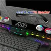 무선 게임 블루투스 스피커 컴퓨터 사운드 바 3D 스테레오 뮤직 센터 LED 서브 우퍼 홈 시계 시계 스피커 4000mAh FM