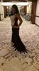 Black Long Prom Dresses Elegante Mermaid Blue Prom Gown Gold Applique Senza maniche Vestidos de Gala Rosso in magazzino CPS234