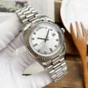 8-kolorowy luksusowy męski zegarek mechaniczny 41mm36mm podwójny kalendarz cyfrowy automatyczny sportowy biały pokrętło, srebro pasek ze stali nierdzewnej, antykradzież