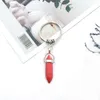 Fashion Hexagonal Column Crystal Stone Keychain Pendant Natural Gemstone Key Chain Car Bag Decoration Keyring Accessories 9 Colors