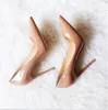 2023 فاخرة لذا فإن Kate Pumps Red Bottom Shoes for Women High Heel Shoe 8cm 10cm 12cm أحذية ذات إصبع القدم النسائي الأسود /عارية Sheos 35-45