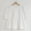 Coréen doux bouffée à manches courtes femmes Blouses été col rond lâche chemise blanche femme grande taille hauts dame Blusas 14038 210518