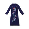 High quality autumn winter Floral Embroidered Dres Elegant Office Ladies Vintage Dresses work party Vestidos 210531
