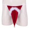 Сексуальные бикини-стринги нижнее белье мужское нижнее белье бархат Санта-Рождественский праздник.
