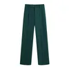 Pantalon femme mode taille haute bouteille vert lâche long costume pantalon décontracté femme pantalon large jambe 210721