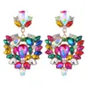 Mode multicolore strass en forme de coeur boucles d'oreilles pendantes de haute qualité brillant cristal pendentif oreille bijoux pour les femmes