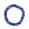 10pcs / lot verre bleu blanc oeil bracelet perlé femmes femmes hommes élastiques filet stretch grec bijoux