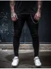 Mens Black Skinny Side Stripe Denim Jeans Hip Hop Streetwear Solid Color Plus Size Slim Fit Lightweight Cotton Men's 2021