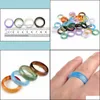 20 stks Groothandel loten Colorf Mix Natural Agate Band Gemstone Rings Jade Jewelry Drop Levering 2021 Three Stone HFGKL