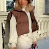 ZXQJ Vintage Women Warm Short Waistcoats Autumn-Winter Fashion Ladies Cute Puffer Vest Coats Sweet Girls Chic Outerwear 211105