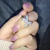 Zirkoon grote boog ring 925 sterling zilver volledige kristal sprankelende prinses gesneden diamant strik meisje meisje verjaardagsfeestje chirstmas eeuwigheid vrouwen bruiloft gift sieraden R007