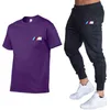 Designer 2021New BMW M Heren Zomer trainingspak Vrijetijdssets T-shirt + broek Twee stukken Casual mode Heren Sportkleding Gym Merkkleding Zweetpak