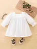 Baby Chevron Embroidery Flounce Sleeve Dress SHE