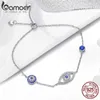 BAMOER 100% 925 Blue Eyes Link Bracelets pour femme Bijoux en argent sterling Making Gift SCB089
