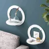 Wall shelf free punching wall-mounted TV background hanger bedroom balcony bedside creative flower pot stand 211102