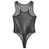 패션 여성의 hollow fishnet 깊은 U 목 민소매 하이 컷 레오타드 Bodysuit 축제 레버 파티 섹시한 클럽 복장 점프 수트 장미퍼