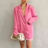 Mozuleva Chic Loose Light Pink Women Blazer Autumn Spring Single Buttons Female Oversized Suit Jacket Full Sleeve Outwear 211122