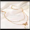 Chokers Necklaces & Pendants Drop Delivery 2021 Women Layered Faux Pearl Butterfly Clavicle Chain Girls Daily Wearing Choker Charming Necklac