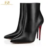 botins de couro preto stiletto