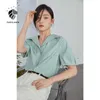 FANSILANEN White Short-sleeved Shirt Female Design Sense Niche Professional Temperament Summer Women Tops 210607