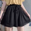 Summer Women Chiffon Shorts Loose Boho Solid High Waist Casual Black Pink 210722