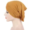 Algodão macio Inner Hijab Caps Muçulmanos Estiramento Turbante Tampão Mulheres Sólida Islâmica Underscarf Bonnet Chapéu Feminino Headband Turbante Mujer