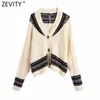 Women Vintage Contrast Color Patchwork Jacquard Knitting Sweater Female Chic Long Sleeve Breasted Cardigans Tops S567 210416