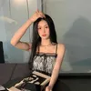 Zwart Sexy Camis Dames Casual Koreaanse stijl Mouwloze Y2K Crop Tops Vrouwelijke Elegante Party Kant Tanks Slanke Spaghetti Strap Shirts 210521
