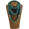 Sciarpa dello stilista Etnico Chiffon Colletto solido Nappa Splendidi pendenti in rilievo Collana di gioielli Sciarpa Sciarpe da donna