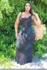 Plus Size S-2XL Kobiety Bodycon Suknie Scoop Neck Maxi Spódnice Lato Odzież Moda Solidna Kolor List Drukuj Slim Sukienka Bez Rękawów 4729