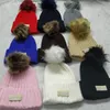 高品質ポンポンキャップ冬暖かいウールの帽子デザイナーニット女性帽子ブランドファッションビーニー 9 色
