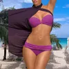 Weißer Push-up-Badeanzug für Damen, Sommer-Strand-Sexy-Bikini-Set, solides Schwimmen für Damen-Bademode, Bandeau-Bademode 2202269998649